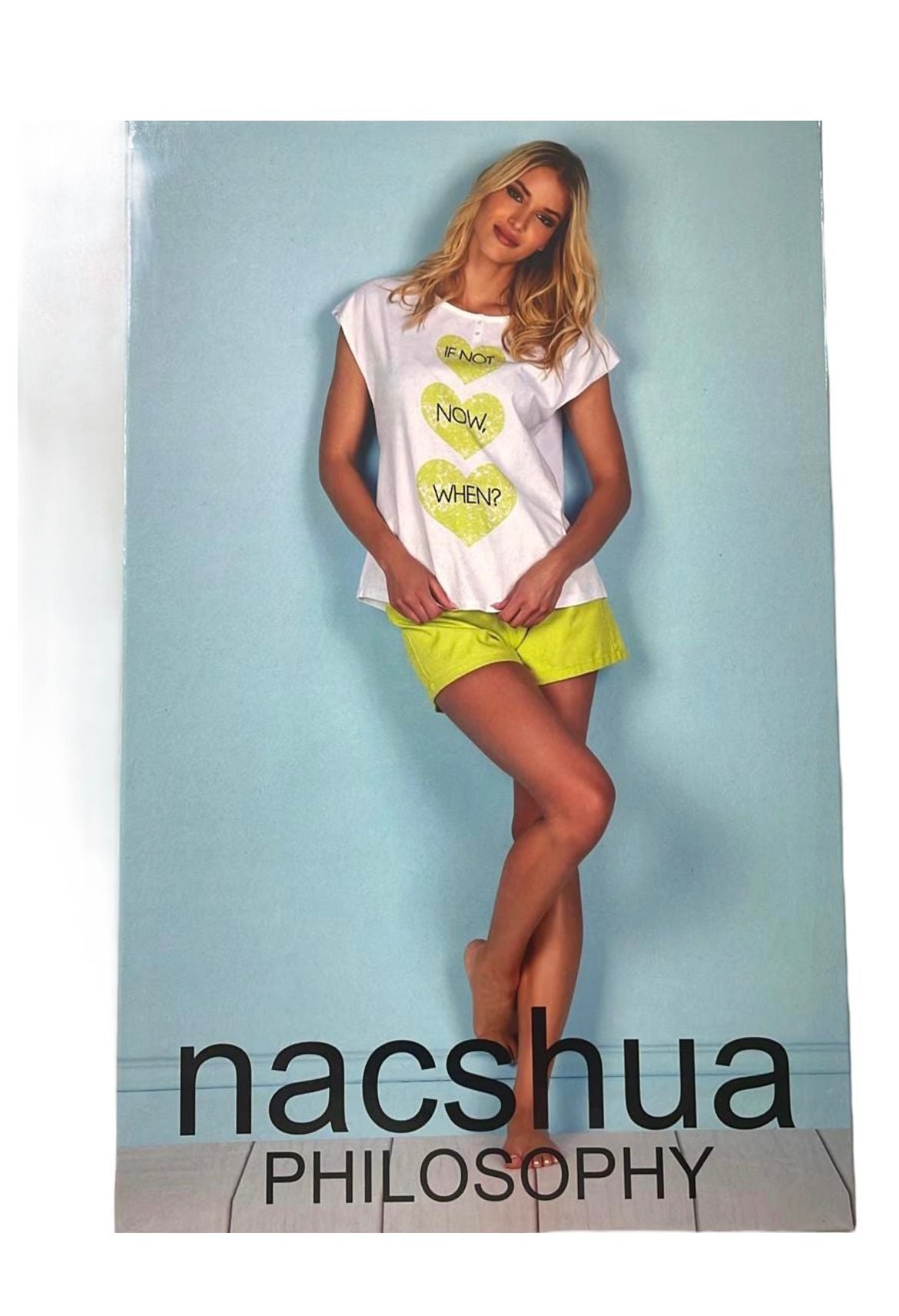 Nacshua Pigiama donna a maniche corte in cotone